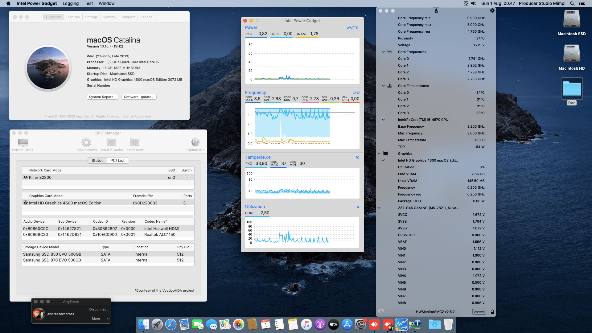 Success Hackintosh macOS Catalina 10.15.7 Build 19H2 in MSI Z87-G45 Gaming + Intel Core i5 4570